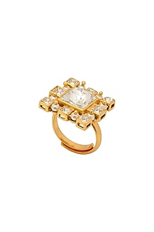 Gold Finish Heera Noori Inayat Ring Made with Swarovski Crystals by Ashima Leena X Confluence