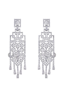 Silver plated faux diamond chandelier earrings by Aster