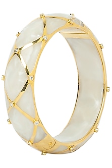 WHITE AND GOLD RIBBON FACET BANGLE by THE BOHEMIAN