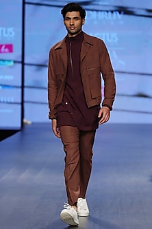 Saddle Brown Straight Fit Trouser Pants by Dhruv Vaish