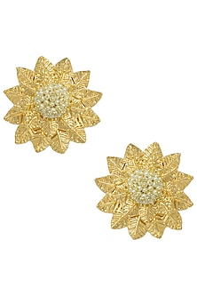 GOLD PLATED LAYERED FLOWER EARRINGS by DIGNA