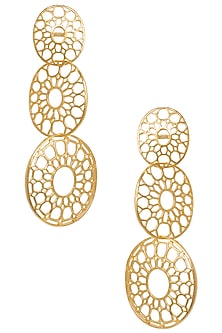 Gold Plated Three Wheel Earrings by Digna