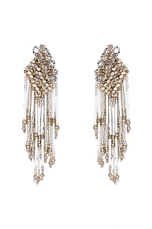 Gold Finish Handcrafted Glass Crystal Earrings by D'ORO