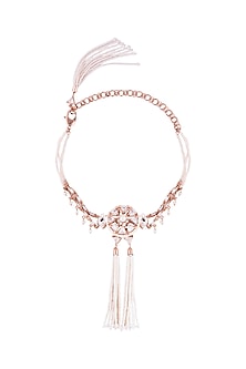 Matte Rose Gold Plated Crystal & Pearl Choker Necklace by Outhouse