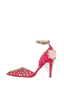 Hot pink embroidered stilettos by Papa Don't Preach by Shubhika