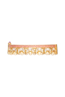 Gold Plated Pink Enameled Bangles by Rhmmya