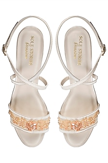 Champagne embroidered sandals by Sole Stories